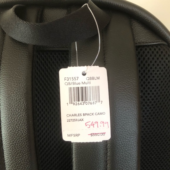 COACH Charles Blue/Multicolor Camo Print Backpack - Picture 7 of 8